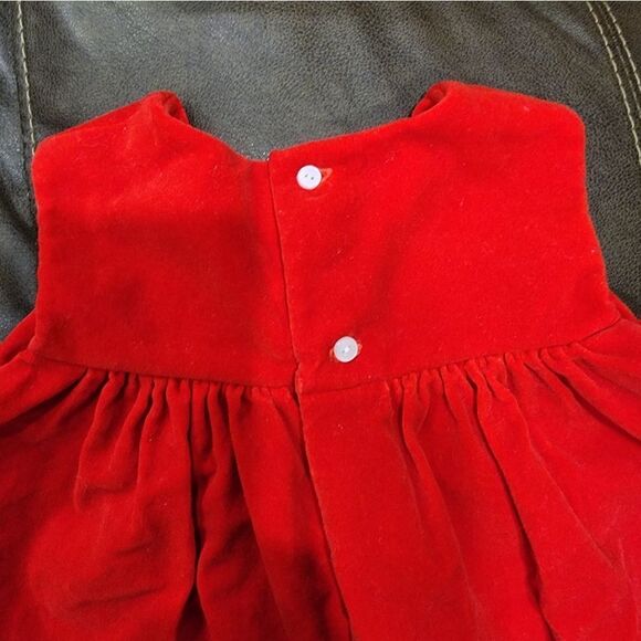 Red Floral Velvety Smoked Dress - Picture 5 of 10